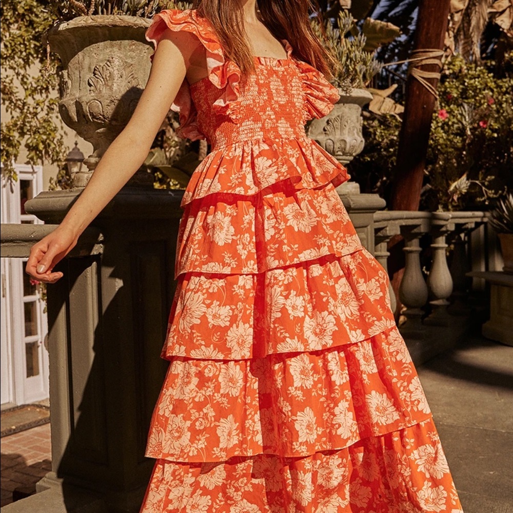SAYLOR Linley Ruffle Detail Floral Midi Dress